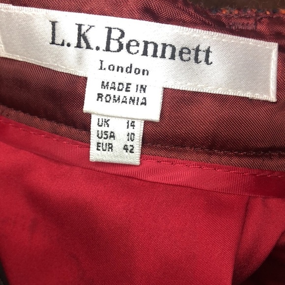 L.K Bennett London wool houndstooth belted skirt size 10usa 14uk eur 42 - Picture 7 of 10